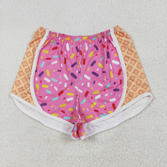 SS0574 Adult female Rose Red  Waffle Ice Cream Yoga Shorts 202506 RTS