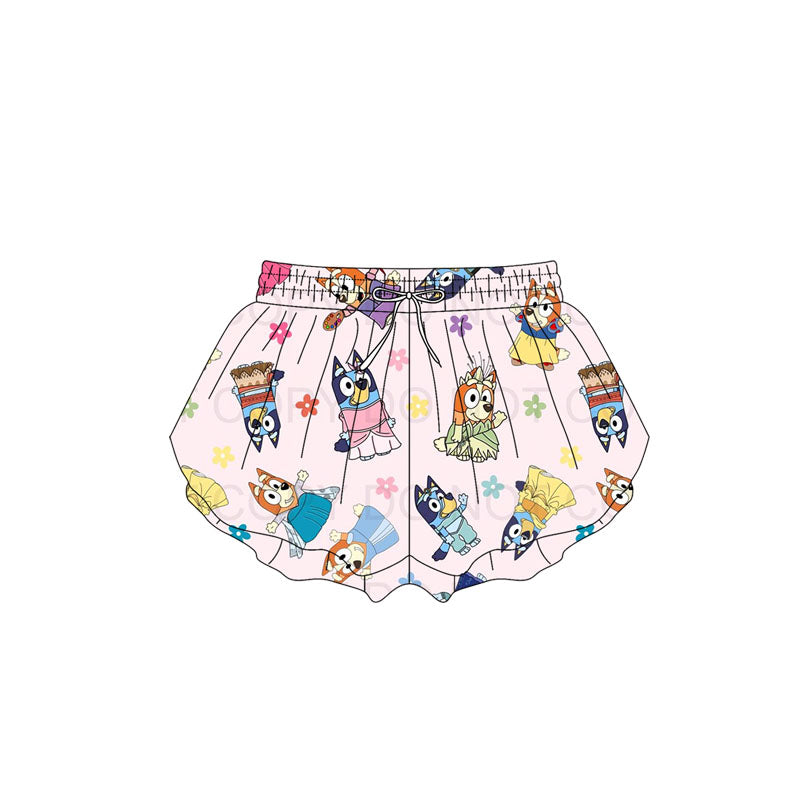 preorder SS0583 Bluey Flower Pink Shorts Girls Boutique Outfits 202503