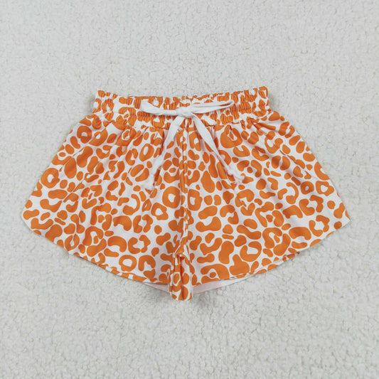 SS0584 Orange Leopard Shorts Girls Boutique Yoga Outfits 202505 RTS