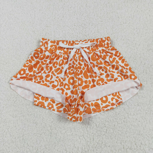 SS0584 Orange Leopard Shorts Girls Boutique Yoga Outfits 202505 RTS
