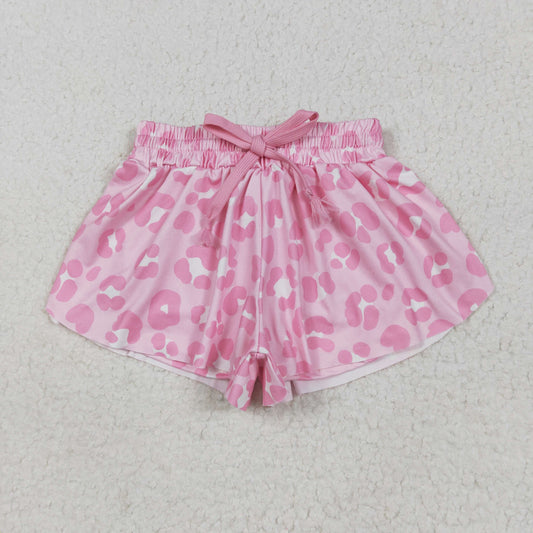 SS0587 Pink White Leopard Shorts Girls Boutique Yoga Outfits 202505 RTS