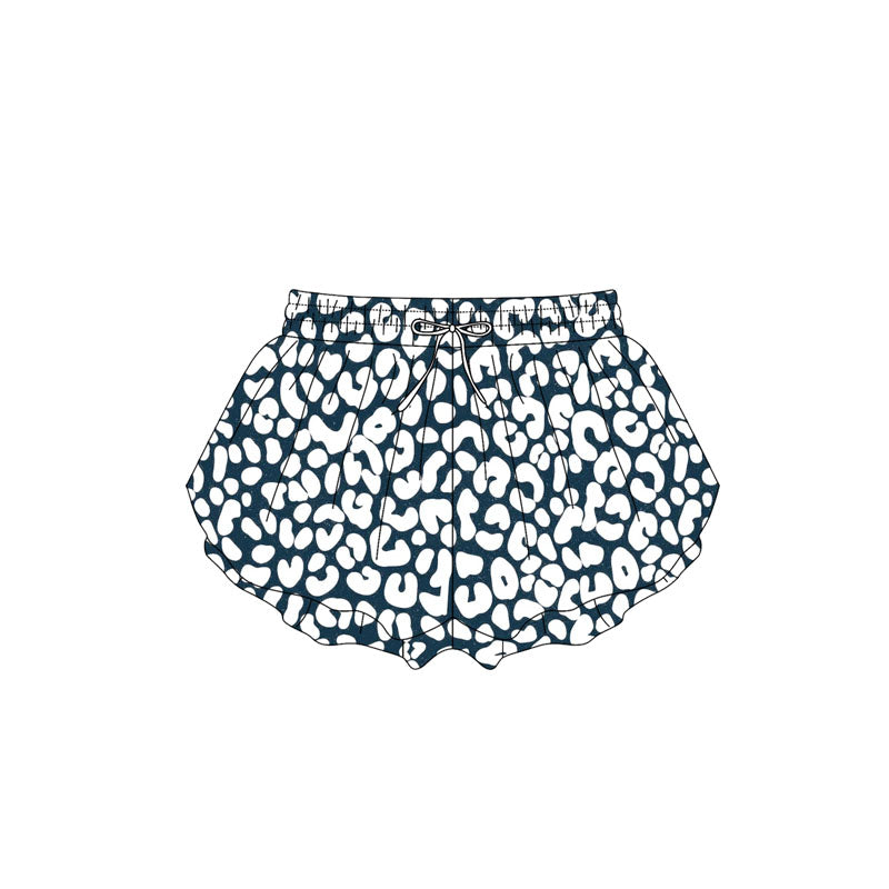 preorder SS0589 White Leopard Navy Blue Shorts Girls Boutique Outfits 202503