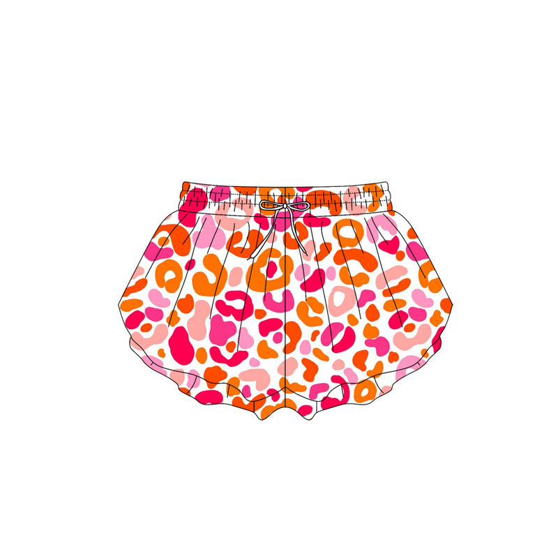 preorder SS0590 Red Orange Leopard Shorts Girls Boutique Outfits 202503