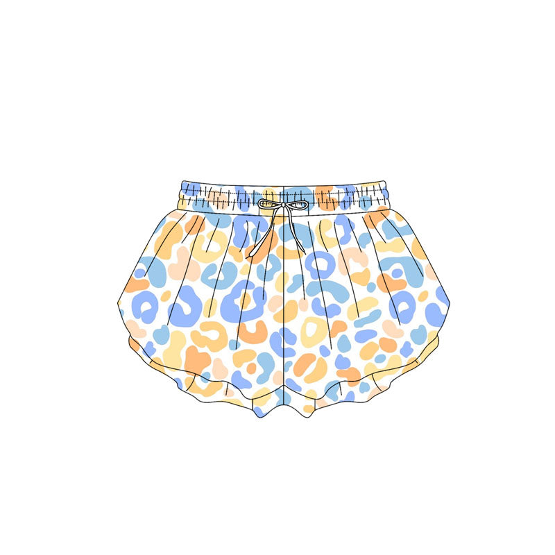 preorder SS0591 Yellow Blue Leopard Shorts Girls Boutique Outfits 202503