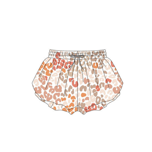 preorder SS0593  Orange Brown Leopard White Shorts Girls Boutique Outfits 202503