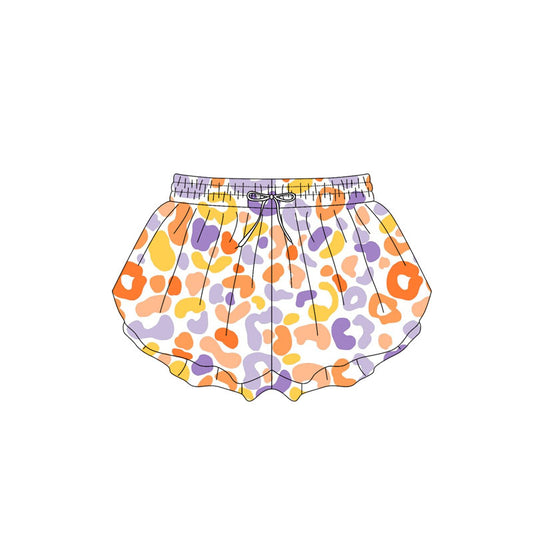 preorder SS0594 Yellow Purple Leopard White Shorts Girls Boutique Outfits 202503