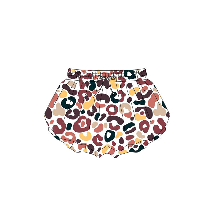 preorder SS0595 Dark Chestnut Leopard White Shorts Girls Boutique Outfits 202503