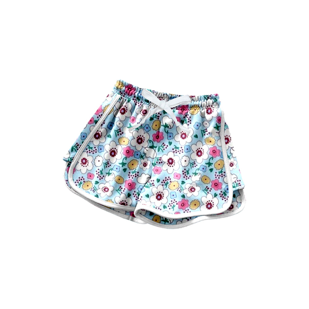 preorder SS0601 Girls Boutique Blue Pink Floral Yoga Shorts 202504