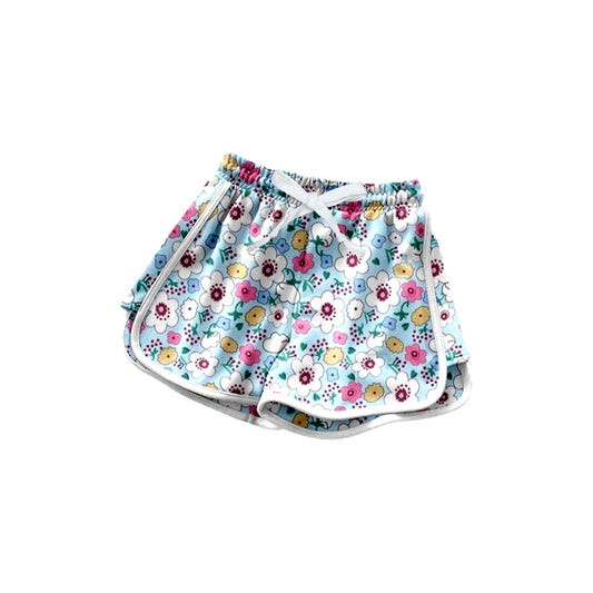 preorder SS0601 Girls Boutique Blue Pink Floral Yoga Shorts  202504