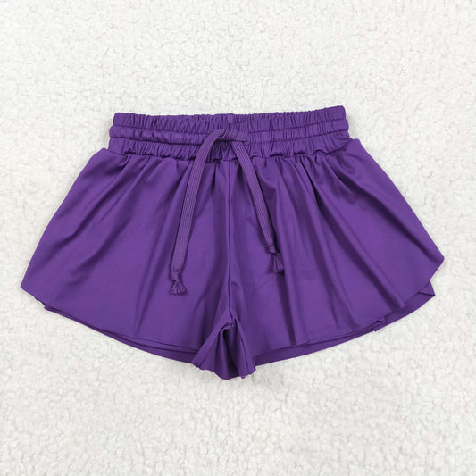 SS0602 Girls Boutique Pure Dark Purple Yoga Shorts  202505 RTS