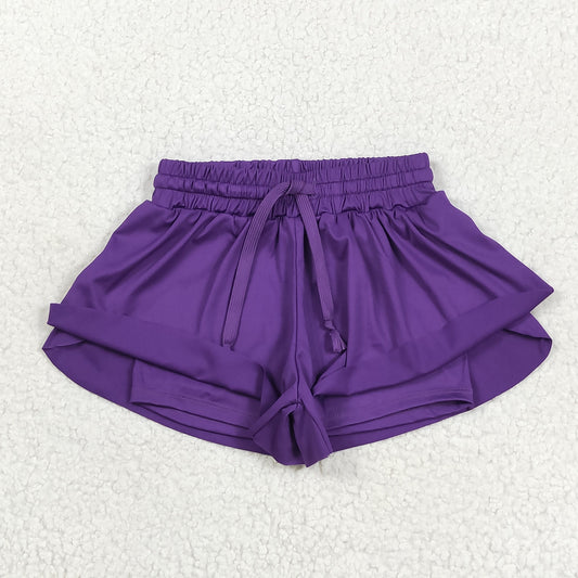 SS0602 Girls Boutique Pure Dark Purple Yoga Shorts  202505 RTS