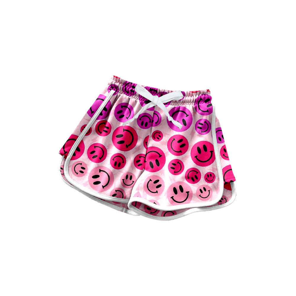 preorder SS0603 Smile Face Rose Red Girls Boutique Yoga Shorts 202504