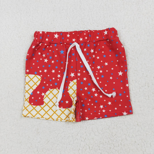 SS0612 4th of July Boys Boutique Waffle Star Red Shorts 202506 RTS