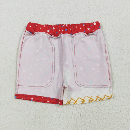 SS0612 4th of July Boys Boutique Waffle Star Red Shorts 202506 RTS