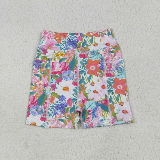 SS0614 Girls Boutique Colored Flower Yoga Shorts  202507 RTS