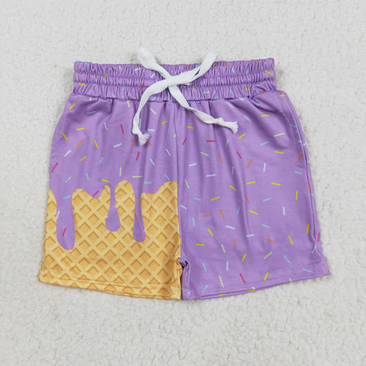 SS0621 Waffle Ice Cream Purple Drip Boys Shorts 202508 RTS