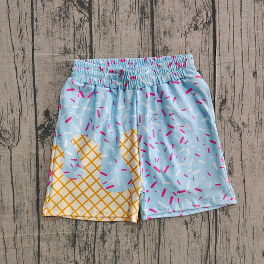 NO MOQ preorder SS0635 Waffle Ice Cream Boys Boutique Blue Shorts 202511