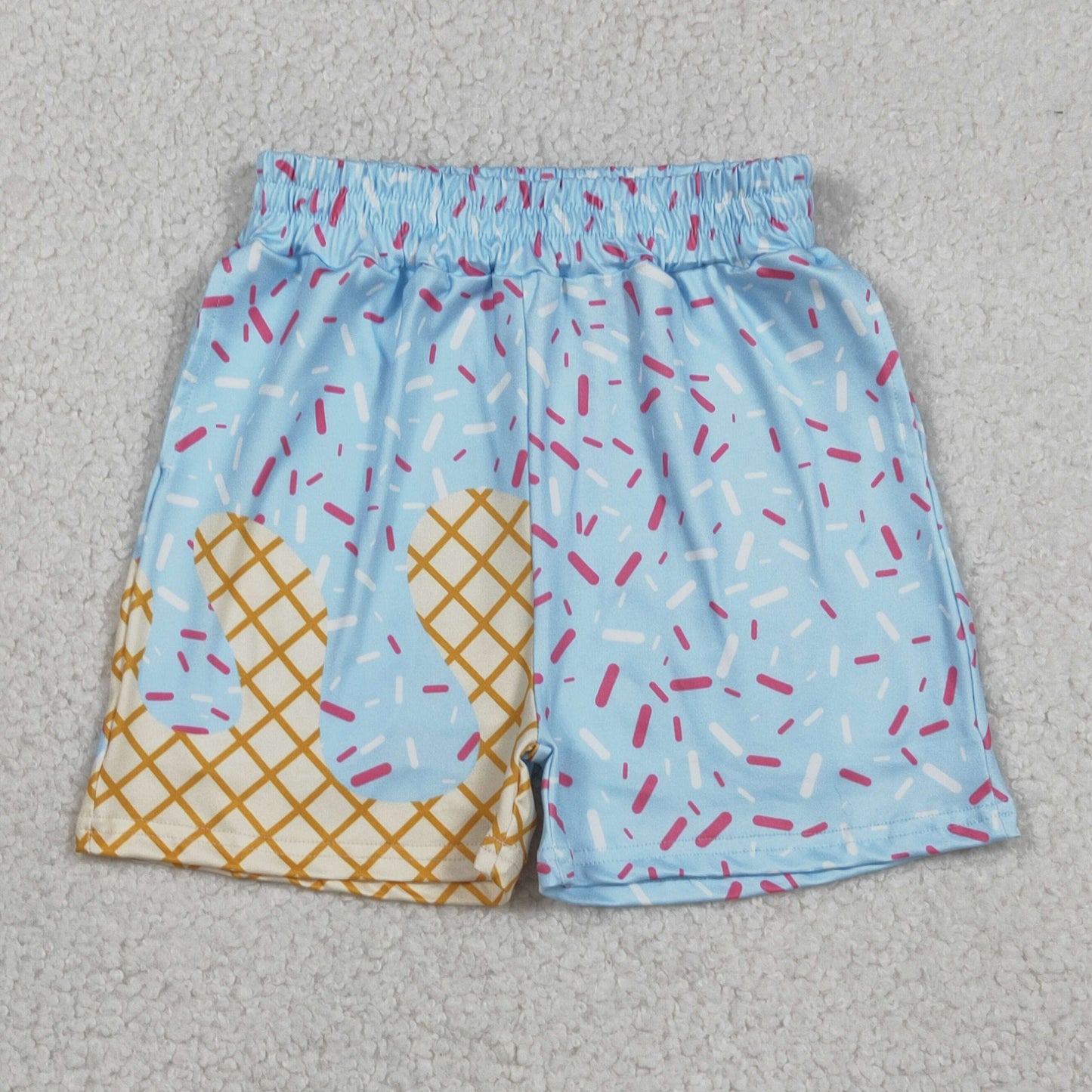 SS0635 Waffle Ice Cream Boys Boutique Blue Shorts 202512 RTS
