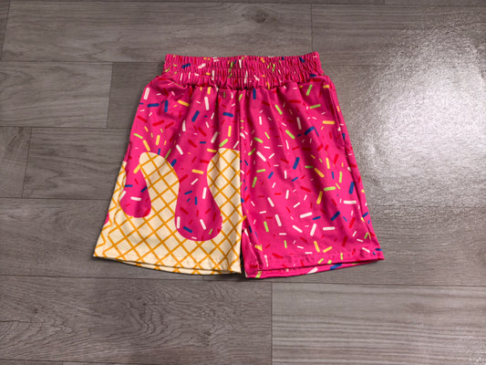 NO MOQ preorder SS0636 Waffle Ice Cream Boys Boutique Rose Red Shorts 202606