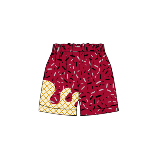 preorder SS0638 Waffle Ice Cream Boys Boutique Dark Red Shorts 202507