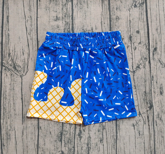 SS0640 Waffle Ice Cream Drip Boys Boutique Blue Shorts 202509 RTS