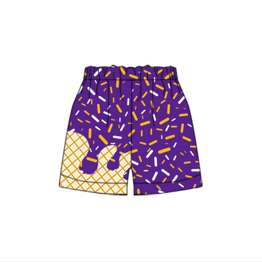 preorder SS0641 Waffle Ice Cream Boys Boutique Purple Shorts 202507