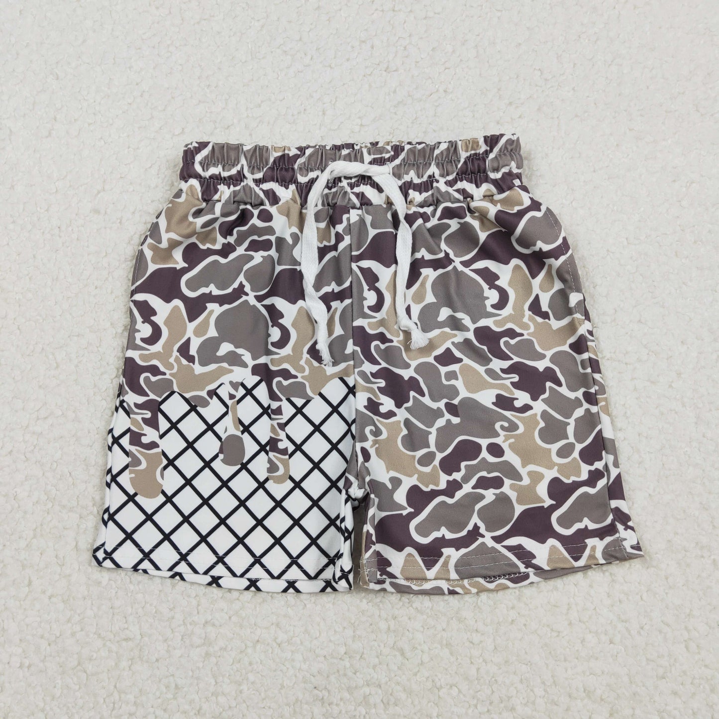SS0646 Waffle Brown Green Camouflage Boys Boutique Blue Shorts 202511 RTS