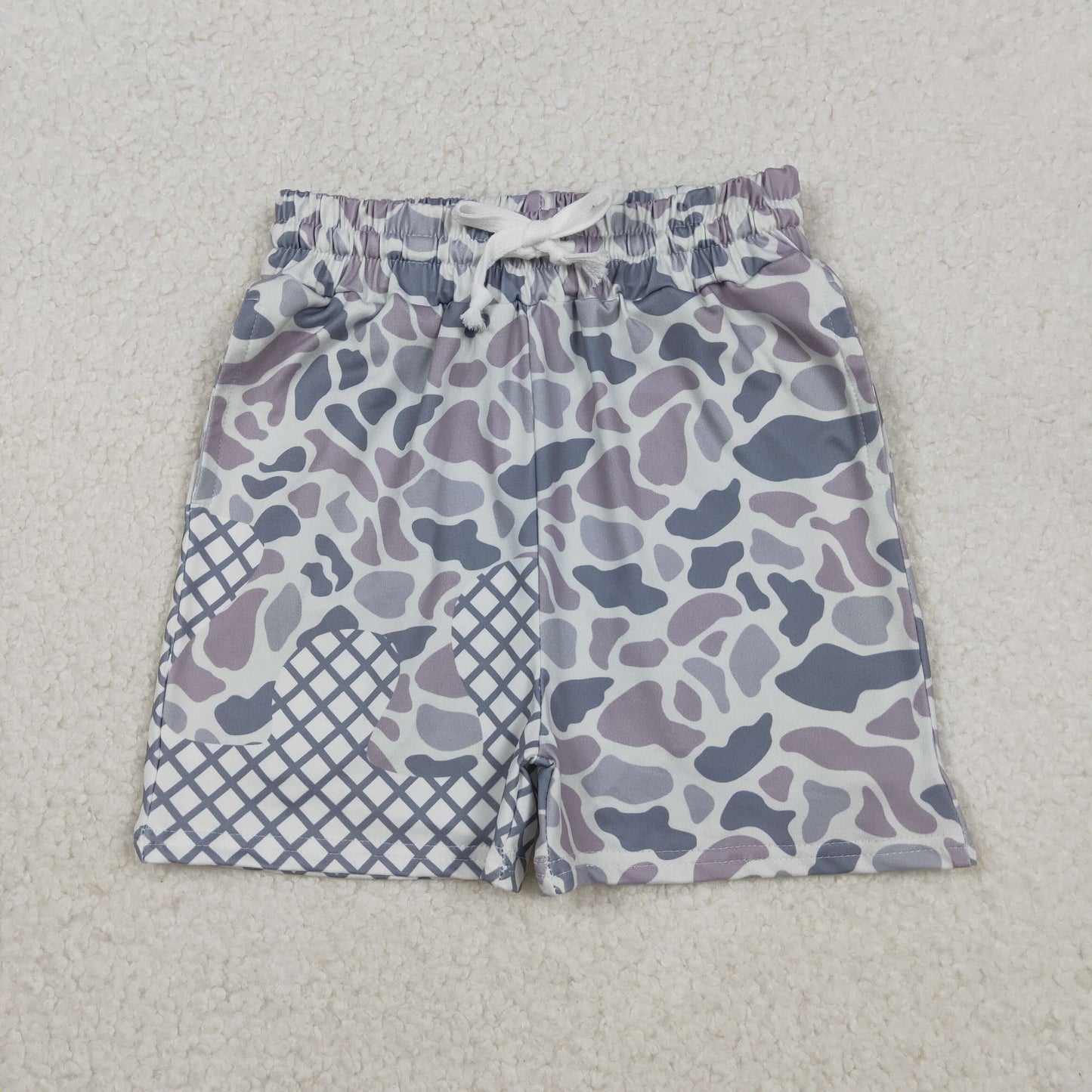 SS0647-XS-3XL Waffle Gray Camouflage Boys Boutique Blue Shorts 202510 RTS
