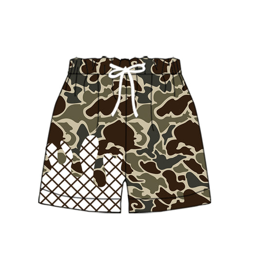 MOQ 8 preorder SS0650 Waffle Dark Brown Green Camouflage Boys Boutique Blue Shorts 202509
