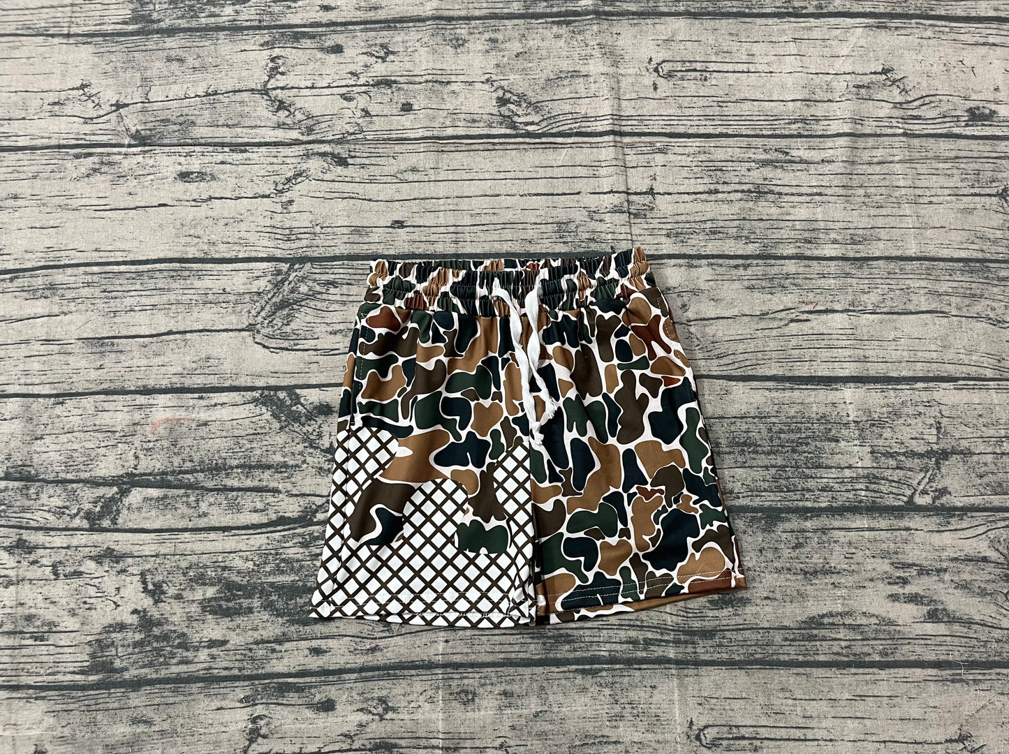 NO MOQ preorder SS0651-XS-3XL Waffle Camouflage Boys Boutique Blue Shorts 202510