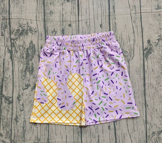 NO MOQ preorder SS0653 Waffle Ice Cream Boys Boutique Light Purple Shorts 202511