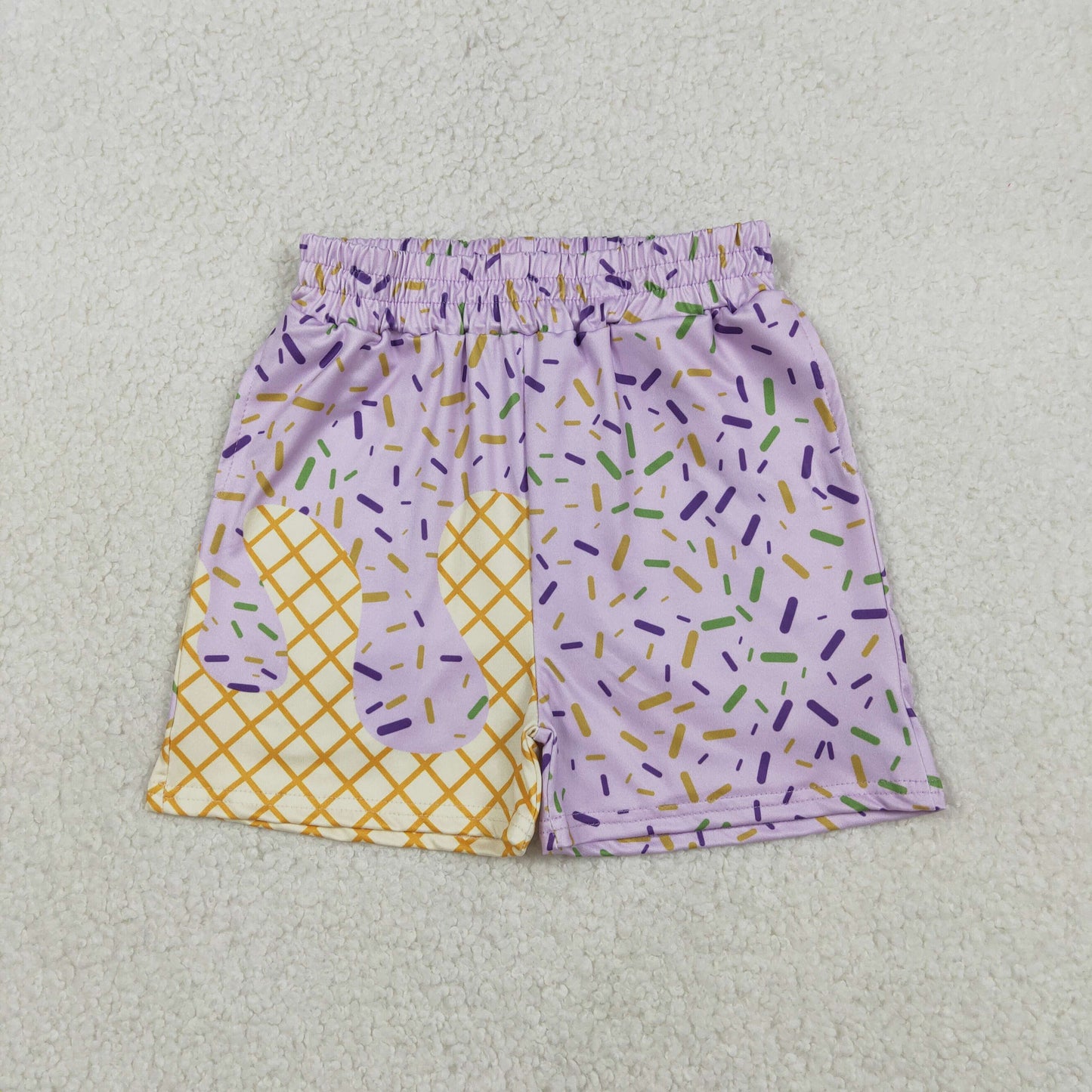 SS0653 Waffle Ice Cream Boys Boutique Light Purple Shorts 202512 RTS