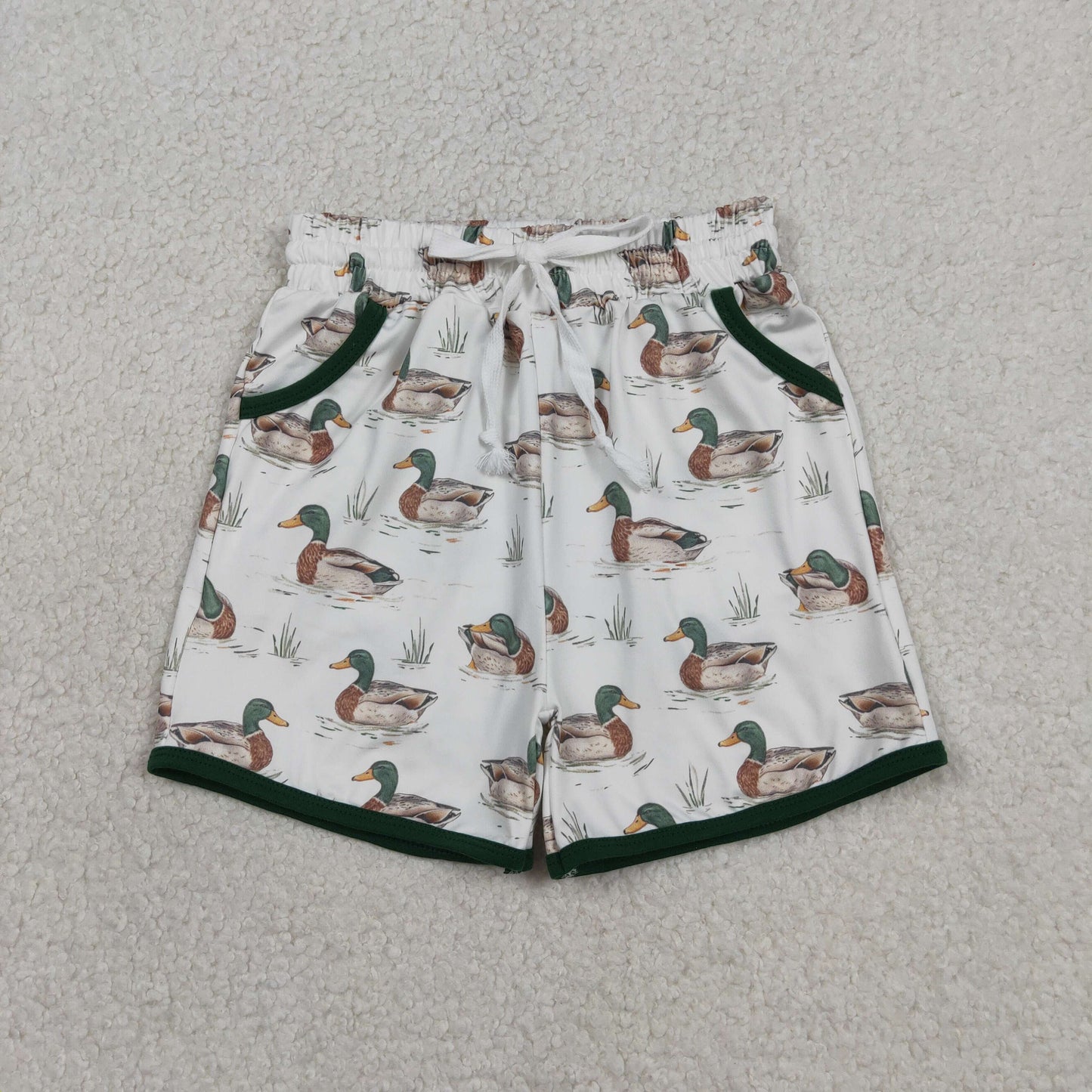 SS0677 Duck Hunting White Brown Pocket Boys Shorts 202603 RTS