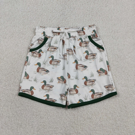 SS0677 Duck Hunting White Brown Pocket Boys Shorts 202603 RTS