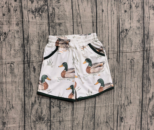 NO MOQ preorder SS0677 Duck Hunting White Brown Pocket Boys Shorts 202602