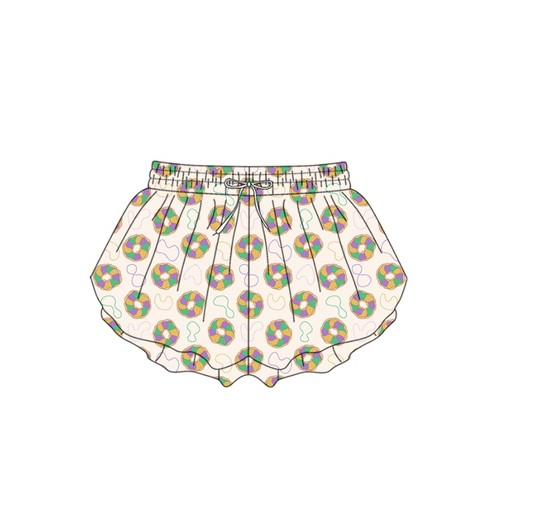 MOQ 5 preorder SS0680 Mardi Gras Adult Female Necklace Donut Beige Yoga Shorts 202510