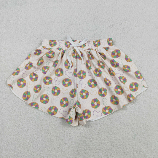 SS0680 Mardi Gras Adult Female Necklace Donut Beige Yoga Shorts 202512 RTS