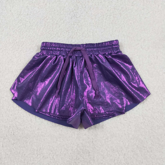 SS0686 Mardi Gras Girls Purple Leather Shorts 202512 RTS