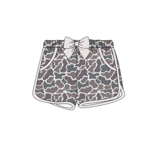 MOQ 5 Preorder SS0688 Girls Bow Gray Camouflage Shorts 202510