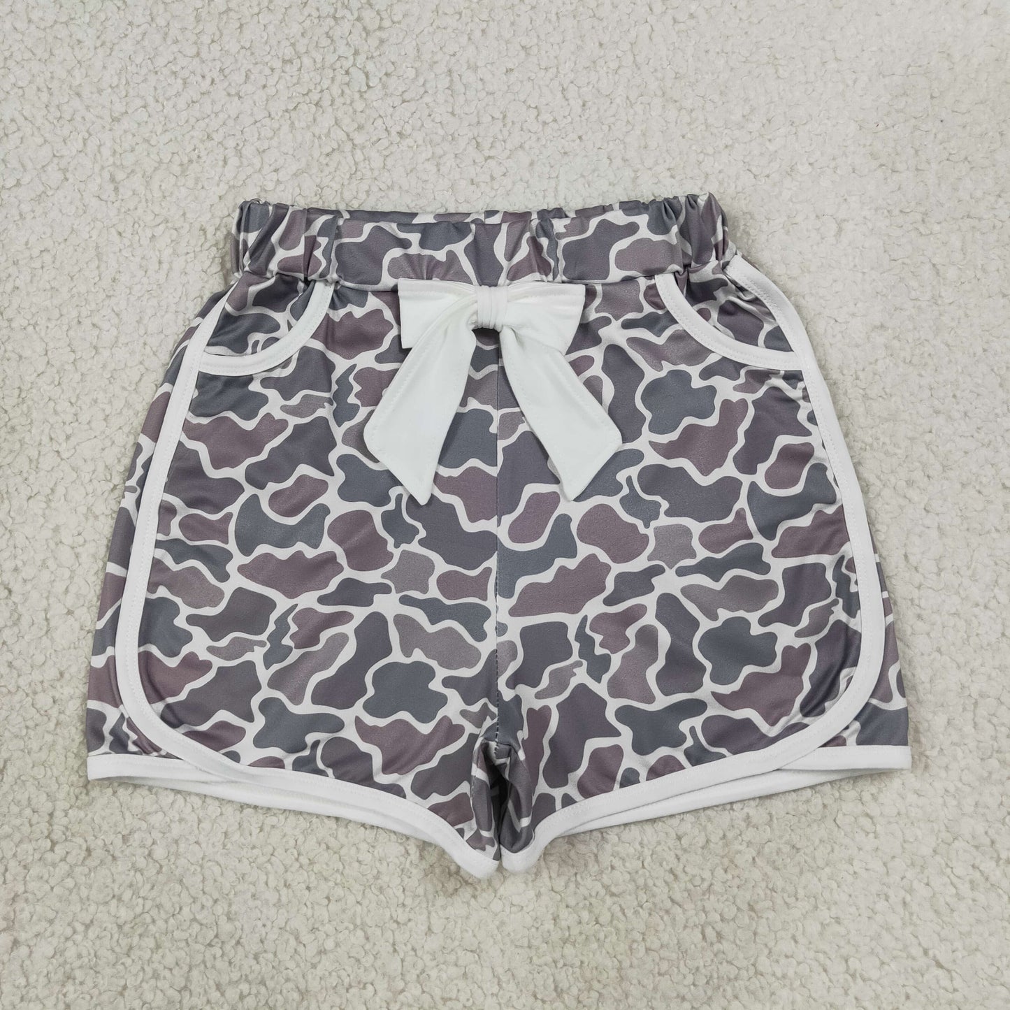 SS0688 Girls Bow Gray Camouflage Shorts 202607 RTS