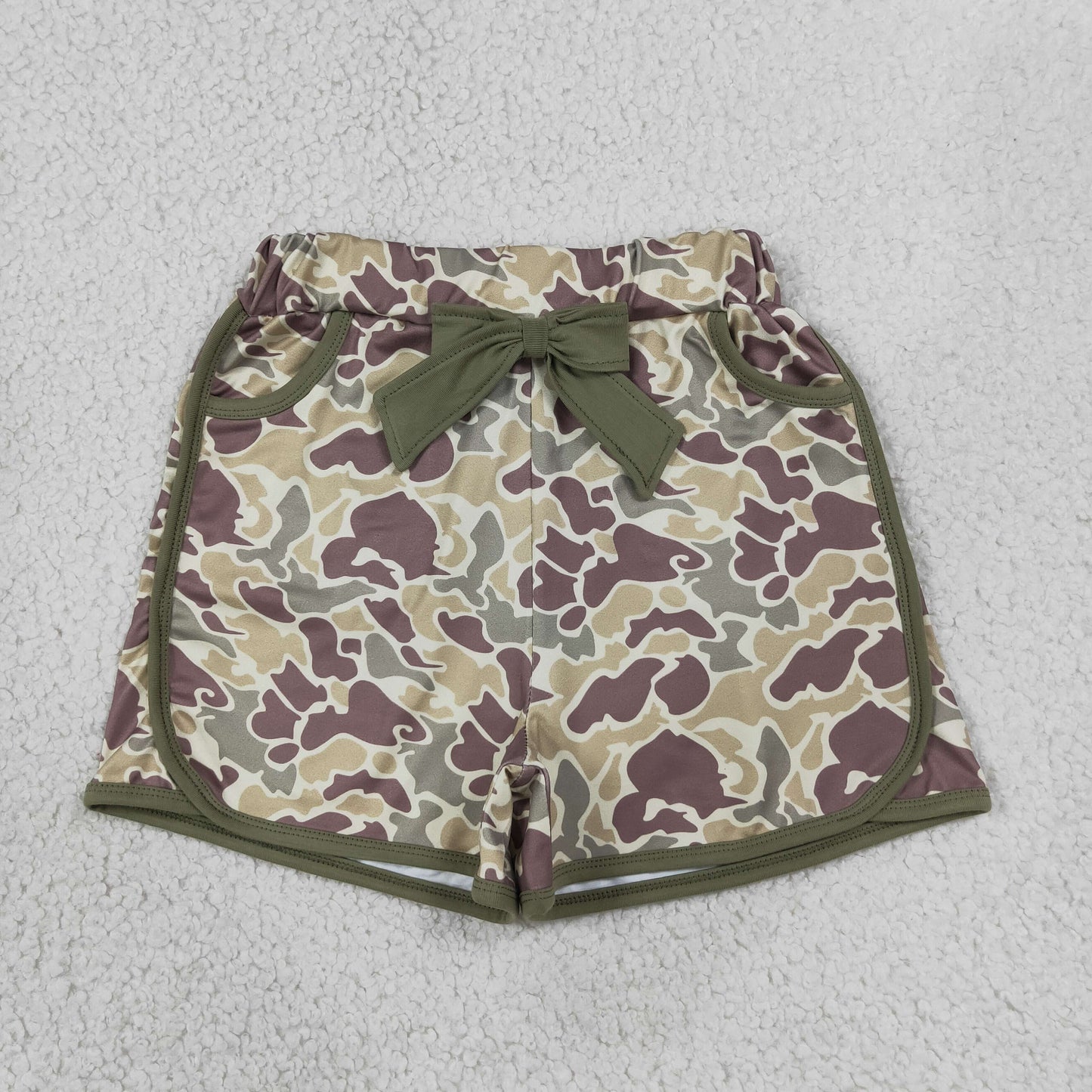 SS0690 Girls Bow Gray Green Camouflage Shorts 202607 RTS