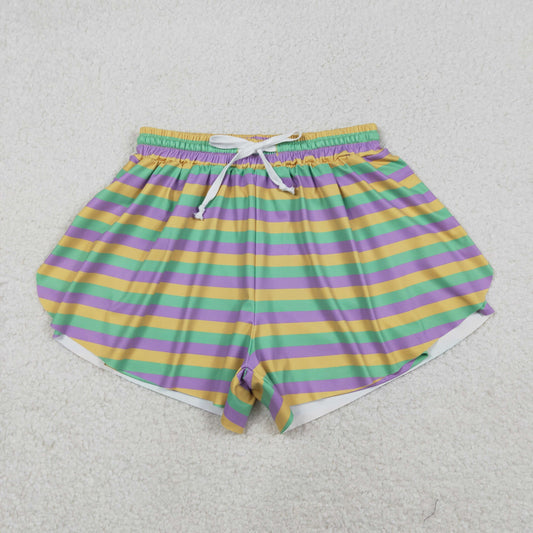 SS0706 Mardi Gras Adult Female Stripe Yoga Shorts 202512 RTS