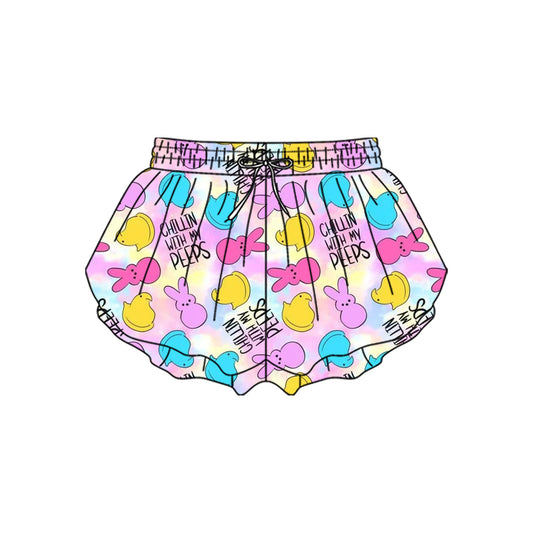 MOQ 5 preorder SS0710 Easter Bunny Colored Girls Yoga Shorts 202510