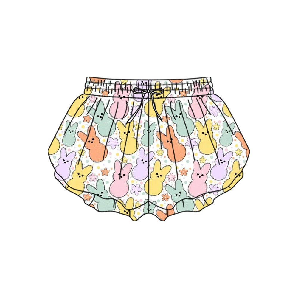 MOQ 5 preorder SS0712 Easter Bunny Flower Girls Yoga Shorts 202510