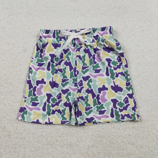 SS0734 Mardi Gras Purple Camouflage Drawstring Boys Shorts 202511 RTS