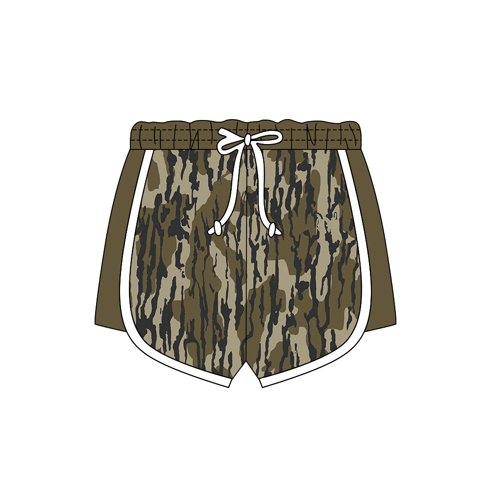 MOQ 5 preorder SS0739 Army Green Leaf Camouflage Drawstring Girls Shorts 202511