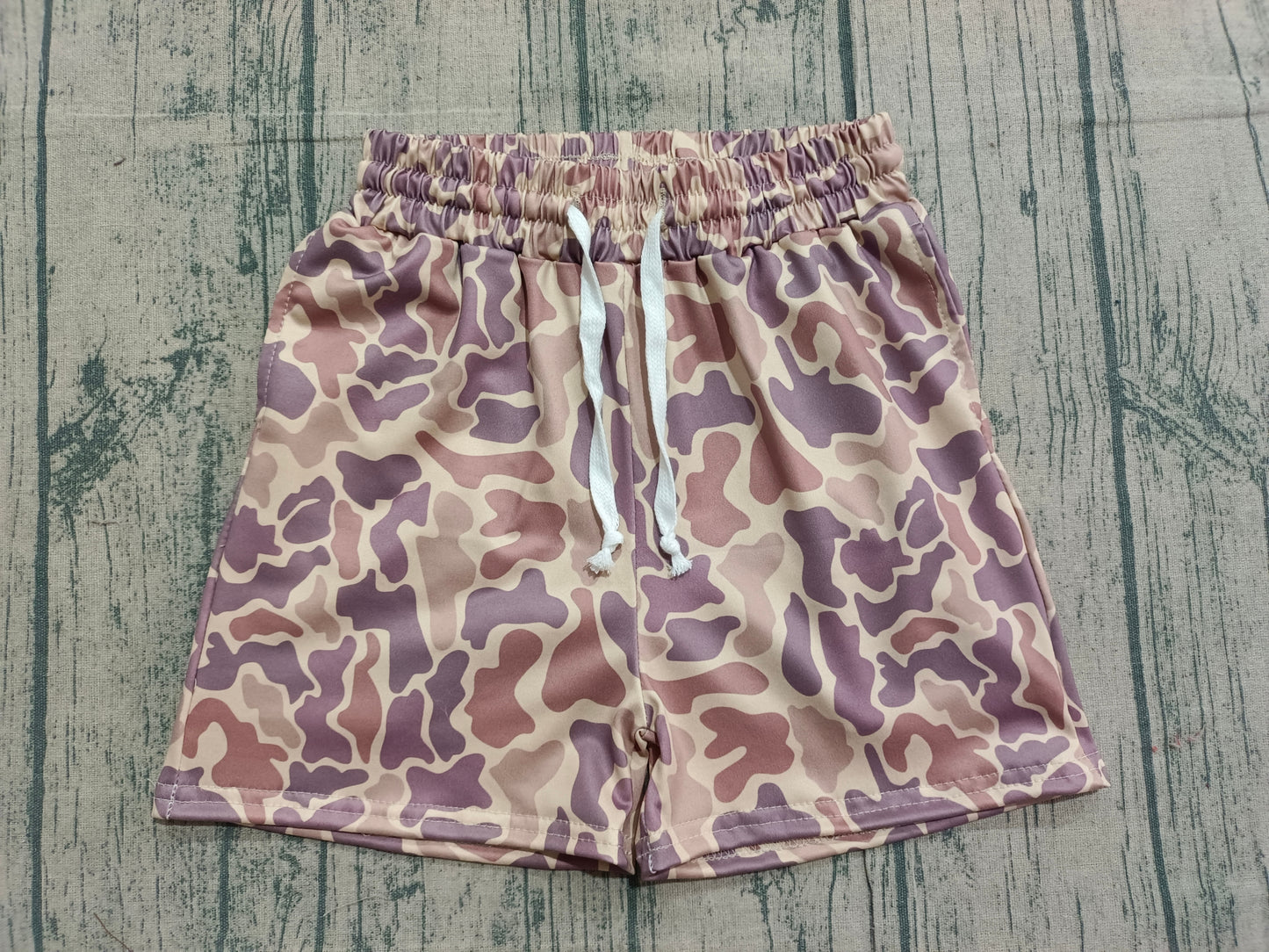 NO MOQ SS0762 Light Brown Camouflage Drawstring Boys Shorts 202512