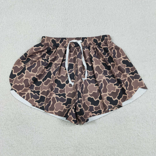 SS0767 Adult Female Brown Camouflage Yoga Shorts 202601 RTS