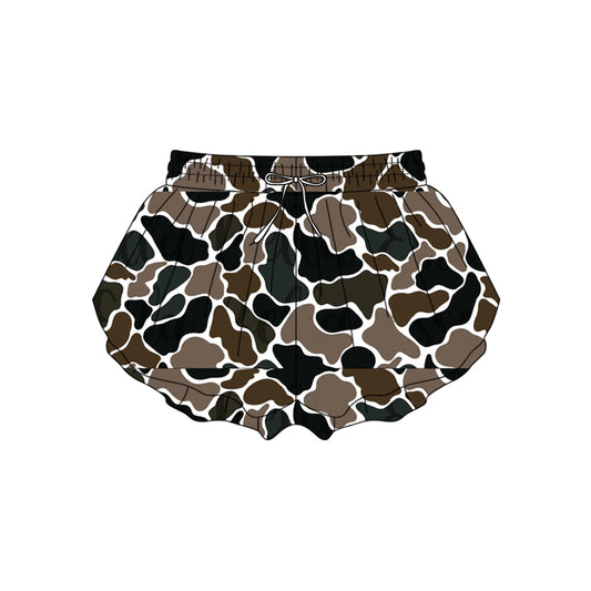 MOQ 5 PCS SS0768 Preorder Adult Female Brown Camouflage Yoga Shorts 202512