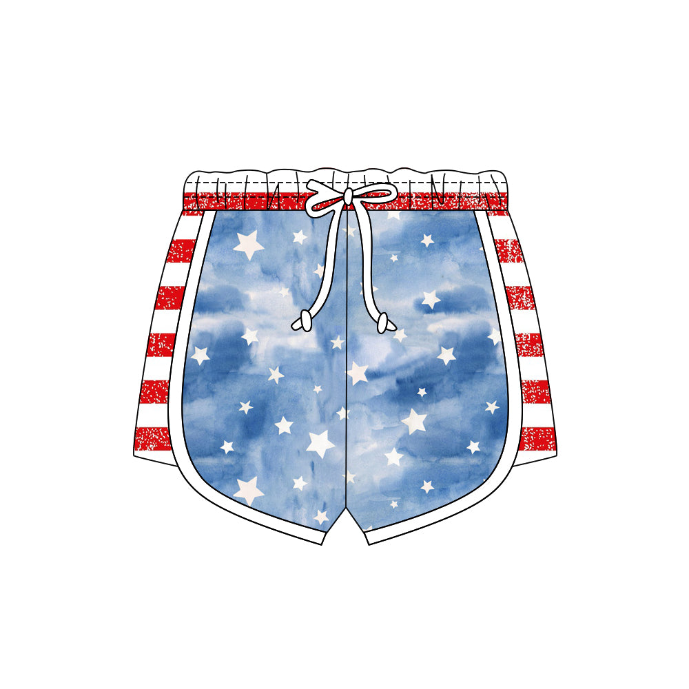 MOQ 5 PCS preorder SS0779 4th of July Star Stripe Girls Shorts 202512